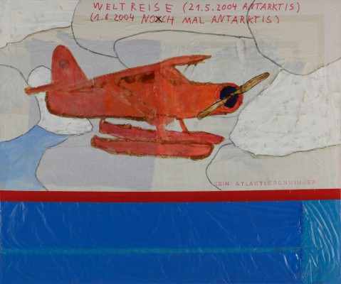 Weltreise, mixed media on canvas / paper, 120 x 100 (2004)