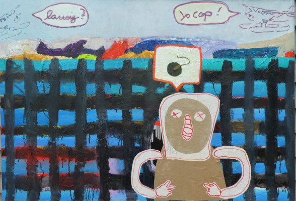 yocap 010521, mixed media on plastic, 125 x 85 cm (2021)