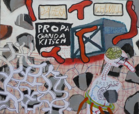 yocap 150722 (Ja Herr, ich will), mixed media on fabric, 120 x 100 cm (2022)