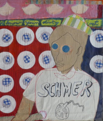 yocap 291222, mixed media on fabric, 100 x 120 cm (2022)